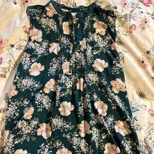 Green Floral Tank Blouse